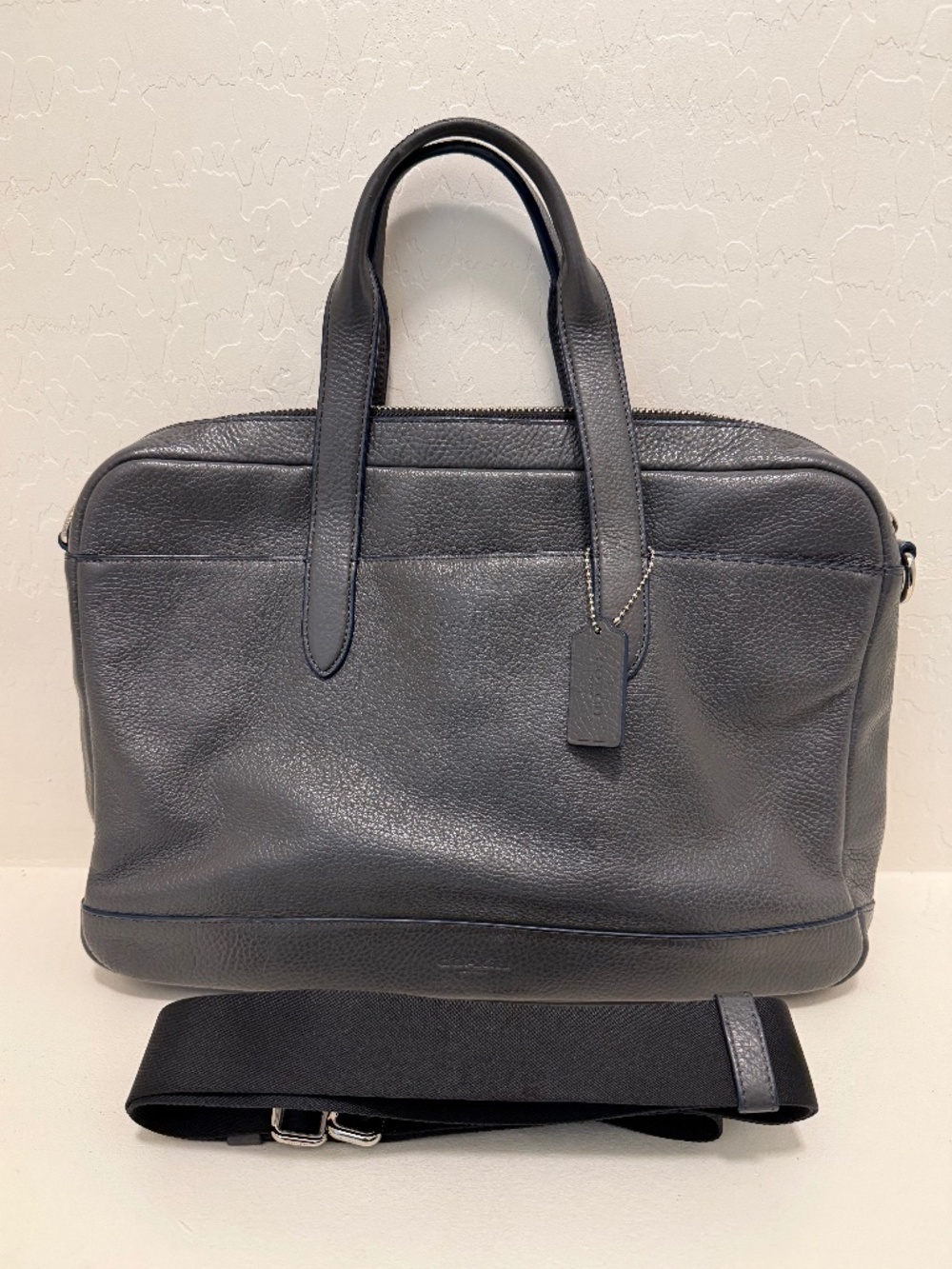 Coach Men's Hamilton Leather Commuter Brief Case, Laptop Cross Body Bag (Gray)